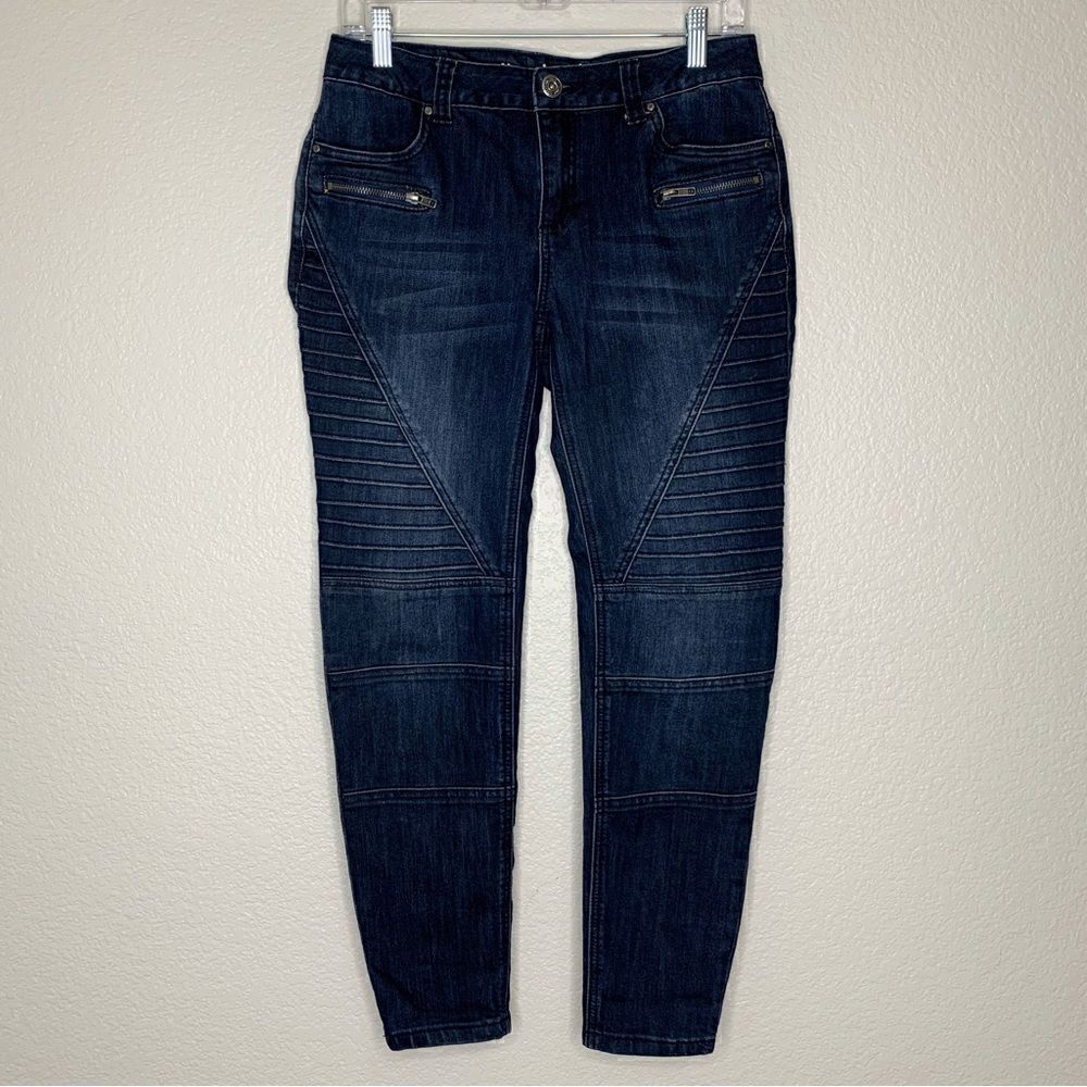 Indigo Thread Women’s Dark Blue Biker Ankle Jeans